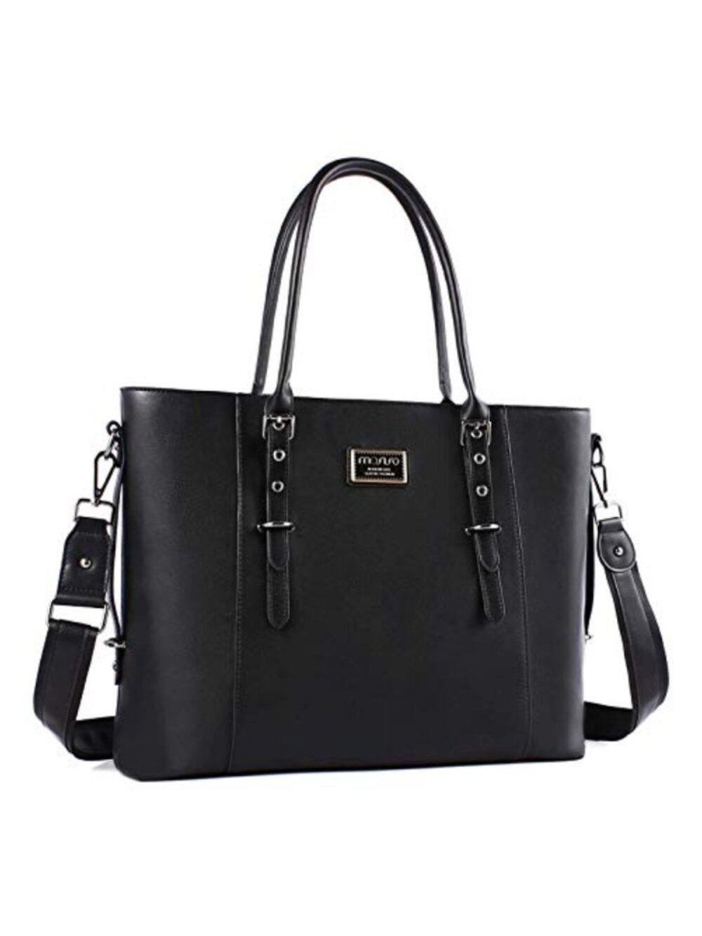 MOSISO PU Leather Laptop Tote Bag 17.3 inch Work Shoulder Bag
